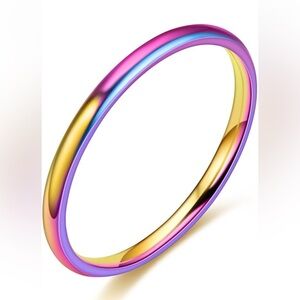 2mm Dome Multi Color Toned Band for Women. Size 6